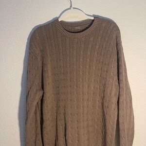 Brandy Melville Brown Cable Knit Crewneck Sweater